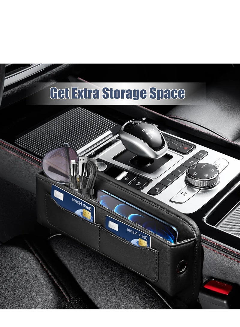 SOLARAE Car Seat Gap Filler Organizers,Premium Leather Automotive Accessories for Storing Cards, Phones, Wallets, Keys, and Glasses Between Front Seats - Image 5