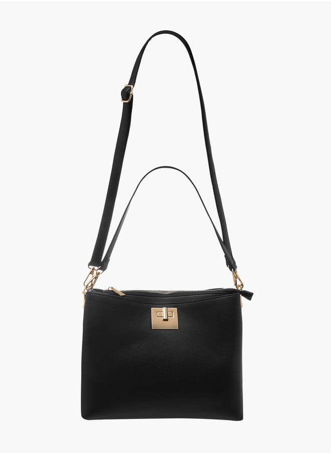 Flora Bella By Shoexpress Women Monogram Print Shoulder Bag with Adjustable Strap  - Image 3