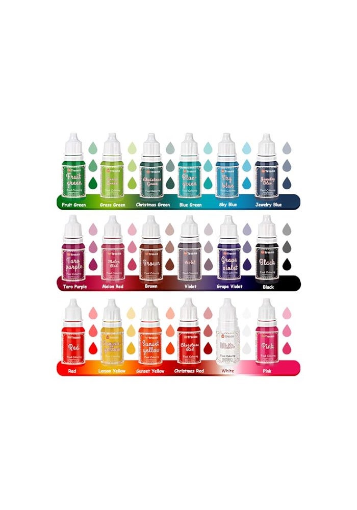 Treedoa Food Coloring Liquid Set18 Colors x 10ml Food Grade Food Dye Edible Vibrant Liquid Color for Cake DecoratingBakingEaster EggIcingFondantCookiesSlime Making DIY Supplies Kit 035 Fl ozBottles - Image 5