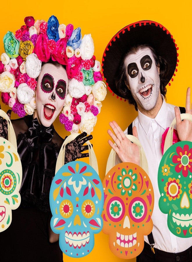 Sunnymove 28 Pcs Day of The Dead Gift Bags with Handles Dia De Los Muertos Colorful Non Woven Treat Bags for Christmas Candy Goodies and Small Gifts Mexican Party Favors Supplies - Image 5