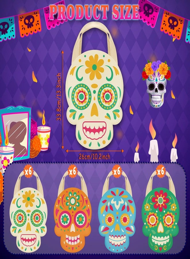 Sunnymove 28 Pcs Day of The Dead Gift Bags with Handles Dia De Los Muertos Colorful Non Woven Treat Bags for Christmas Candy Goodies and Small Gifts Mexican Party Favors Supplies - Image 2