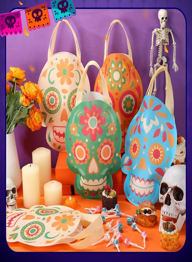 Sunnymove 28 Pcs Day of The Dead Gift Bags with Handles Dia De Los Muertos Colorful Non Woven Treat Bags for Christmas Candy Goodies and Small Gifts Mexican Party Favors Supplies - Image 4