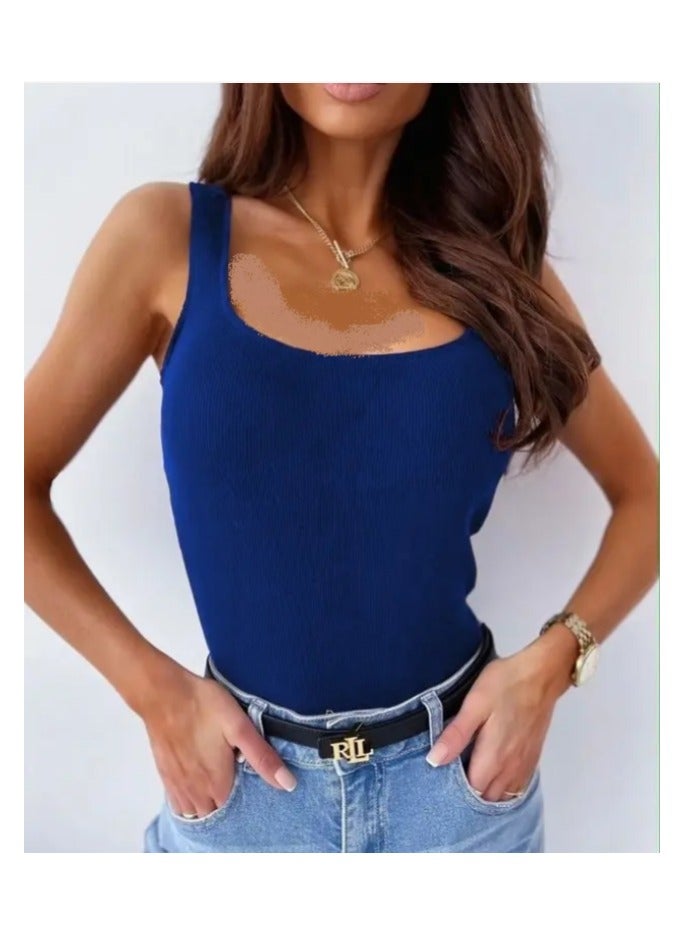 Navy Blue Sleeveless Blouse 