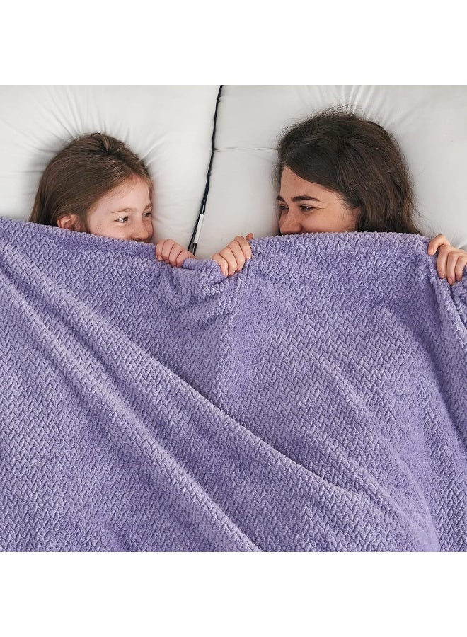 NEWCOSPLAY Super Soft Throw Blanket Lavender Premium Silky Flannel Fleece Leaves Pattern Lightweight Bed Blanket All Season Use (Lavender  Throw(50""x60"")) - Image 2