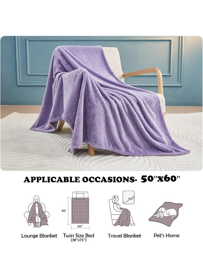NEWCOSPLAY Super Soft Throw Blanket Lavender Premium Silky Flannel Fleece Leaves Pattern Lightweight Bed Blanket All Season Use (Lavender  Throw(50""x60"")) - Image 5