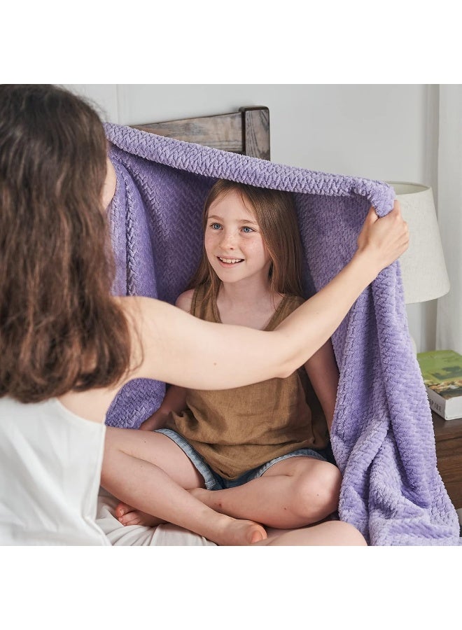 NEWCOSPLAY Super Soft Throw Blanket Lavender Premium Silky Flannel Fleece Leaves Pattern Lightweight Bed Blanket All Season Use (Lavender  Throw(50""x60"")) - Image 3