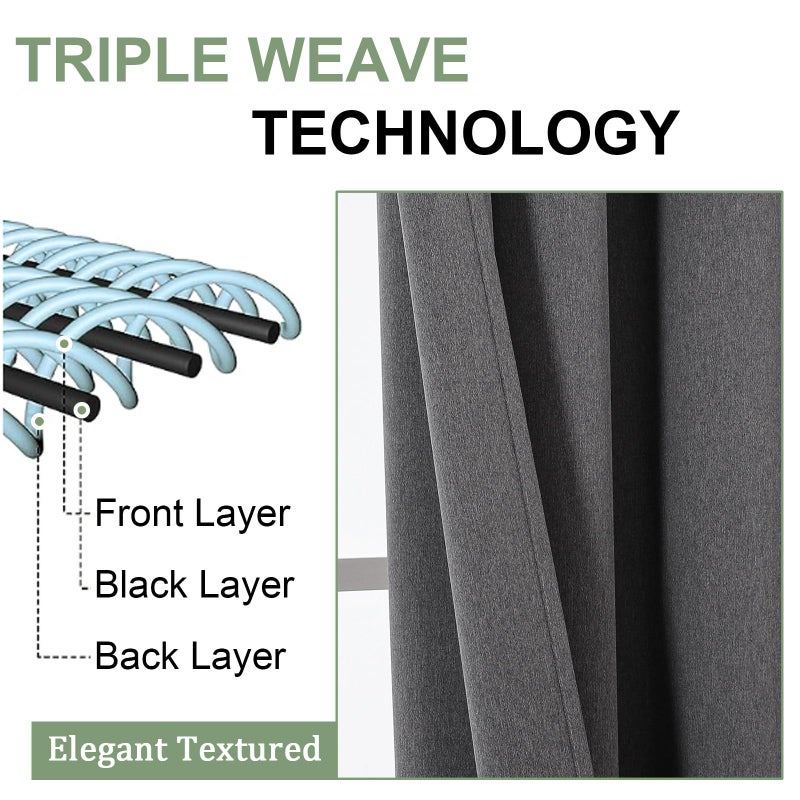 OWENIE Blackout Curtains 63 Inch Length 2 Panels for Bedroom Living Room, Thermal Insulated Grommet Top Drapes, Soundproof Energy Saving Room Darkening Panels, 40" W x 63" L, Grey - Image 4