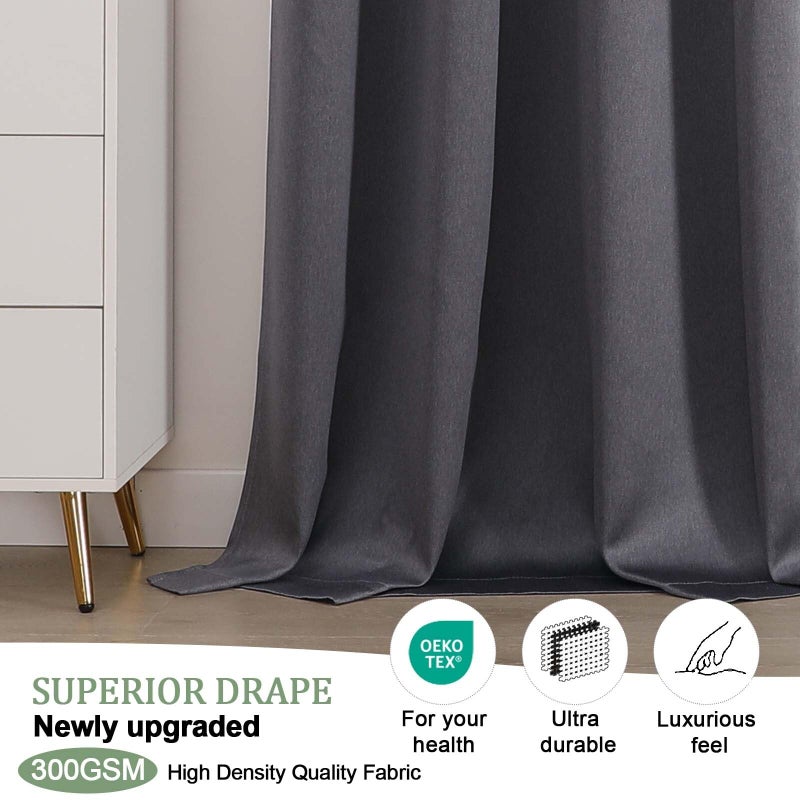 OWENIE Blackout Curtains 63 Inch Length 2 Panels for Bedroom Living Room, Thermal Insulated Grommet Top Drapes, Soundproof Energy Saving Room Darkening Panels, 40" W x 63" L, Grey - Image 5