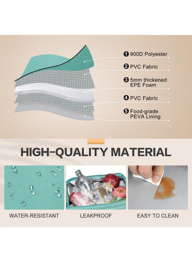 Fmeida Insulated Lunch Bag Women, Leakproof Womens Lunch Bag, Thermal Adult Lunchbag With Front Side Pockets, Reusable Lunch Bag For Office Work Travel Picnic Large Mint Blue - Image 3