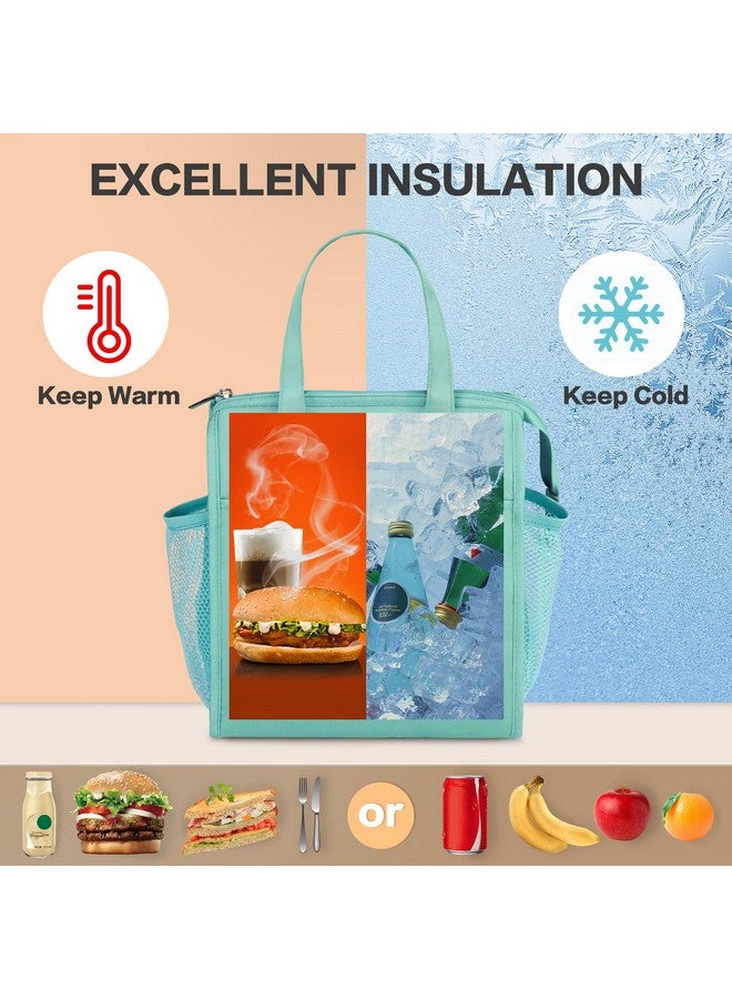 Fmeida Insulated Lunch Bag Women, Leakproof Womens Lunch Bag, Thermal Adult Lunchbag With Front Side Pockets, Reusable Lunch Bag For Office Work Travel Picnic Large Mint Blue - Image 5