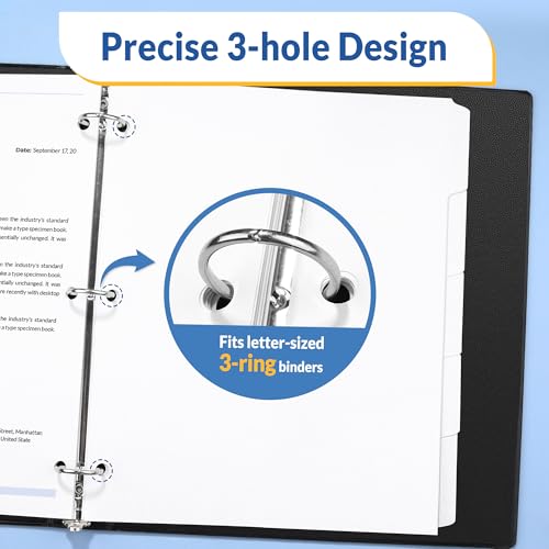 SUNEE Binder Dividers with Tabs for 3 Ring Binder, 8.5 x 11 Paper White Binder Dividers Blank with 5 Tabs, 20 Sets Page Dividers for School, Office and Home, 100 Dividers - Image 3