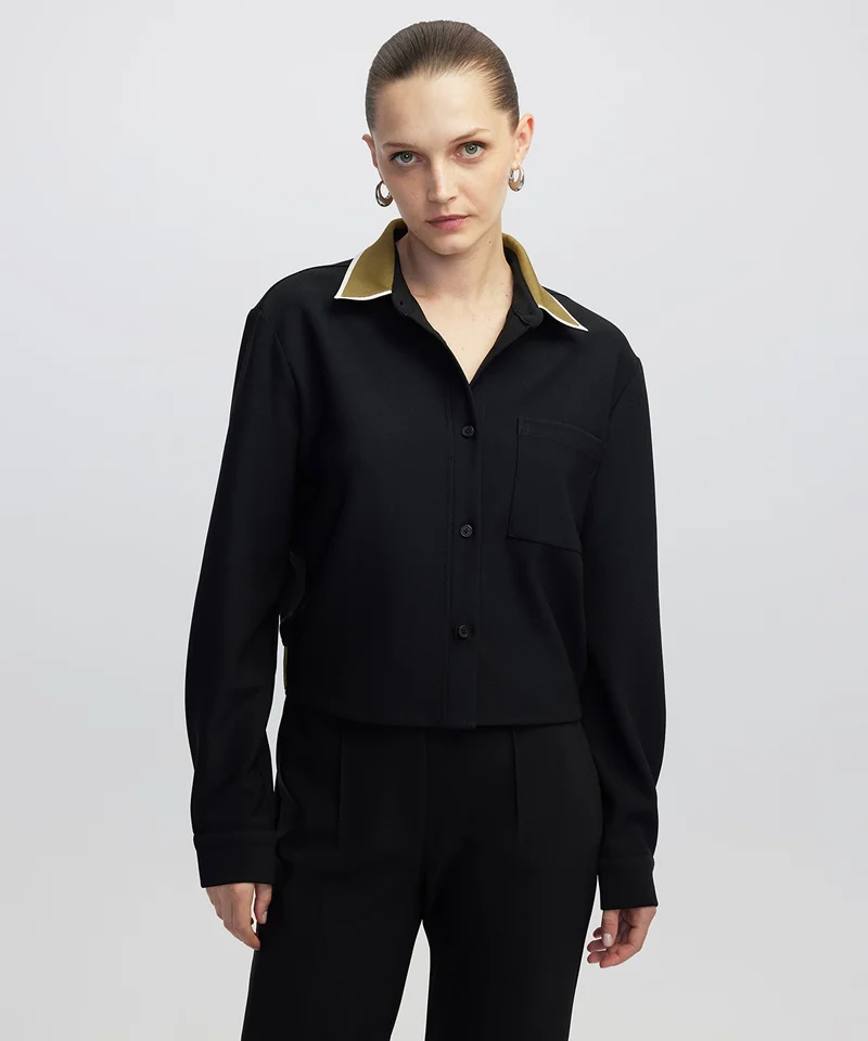 ابيكول قميص بياقة متباينة