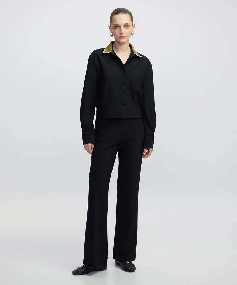 ابيكول قميص بياقة متباينة