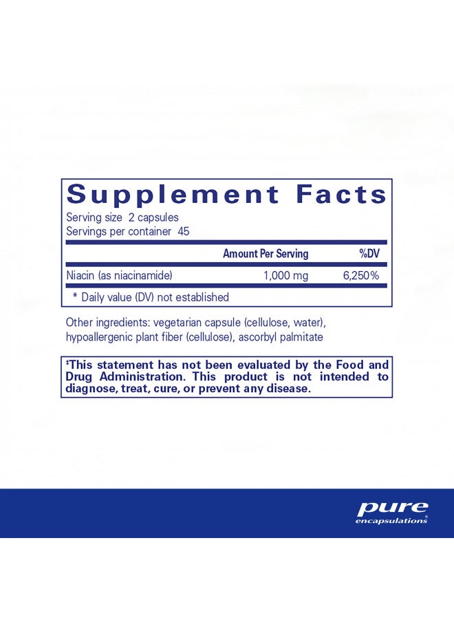 Pure Encapsulations - Pure Encapsulations Niacinamide | Vitamin B3 Supplement to Support Energy Metabolism, Joint Mobility, and Metabolic Function* | 90 Capsules - Image 1