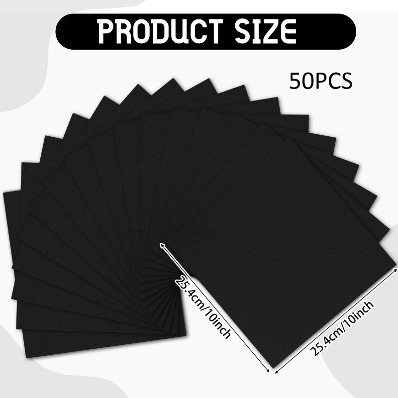 Breling 50 Pcs 10 x 10 Inch Cotton Fabric Bundle Squares Precut Fabric Squares for Sewing Making Quilts for Craft Lovers (One Size,Black) - Image 2
