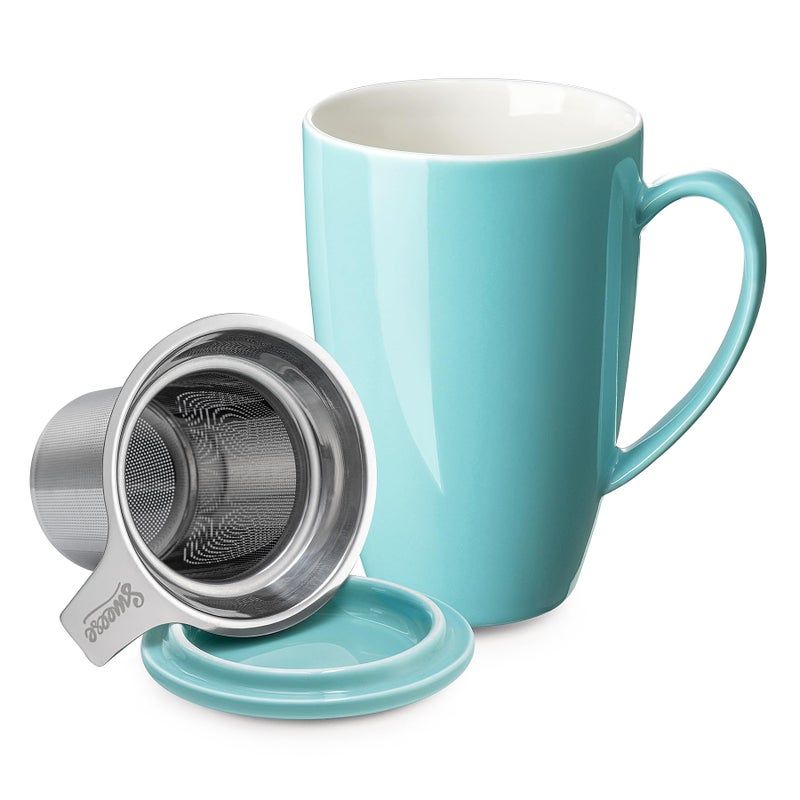 Sweese Porcelain Tea Mug with Infuser and Lid 15 oz  Microwave Safe Quality Tea Cup for Hot Water