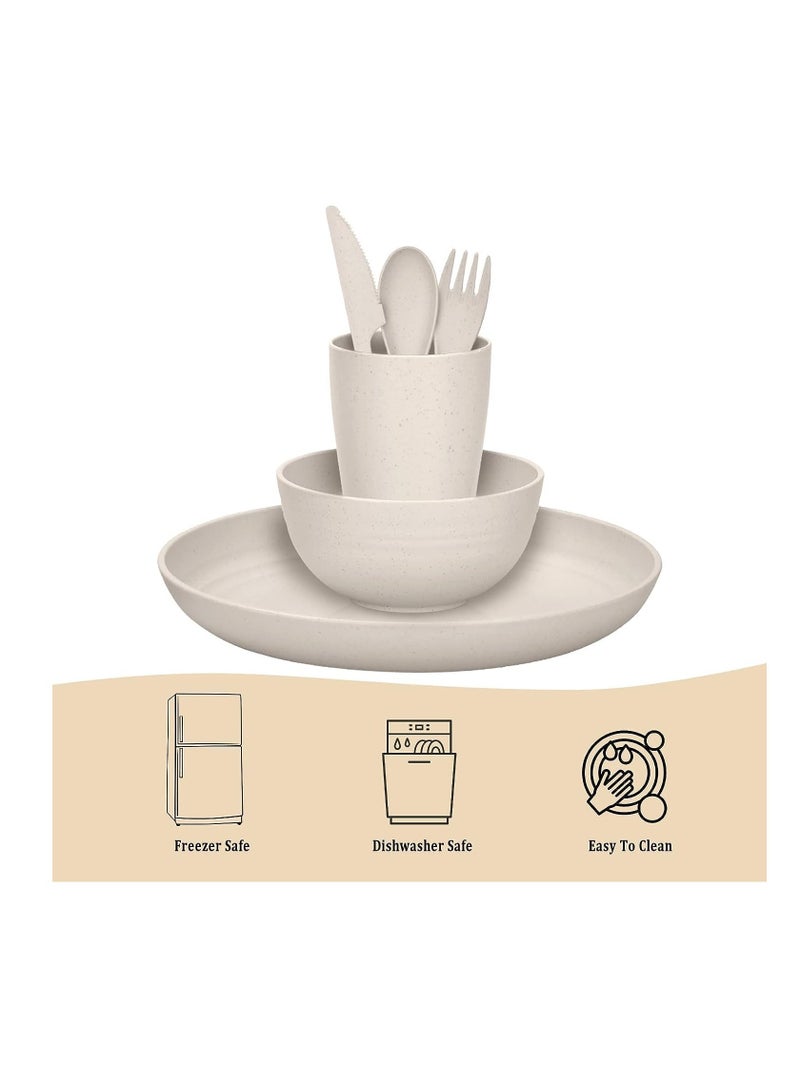 SYOSI 28-Piece Unbreakable Plastic Dinnerware Set - Lightweight, Colorful, and Durable Dining Set for Camping, Picnics, and More - Image 3