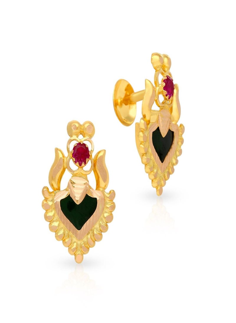 Malabar Gold and Diamonds 22 Karat 916 Purity Studs Style Screw Back Earring for Women ERKER10710 - Image 1