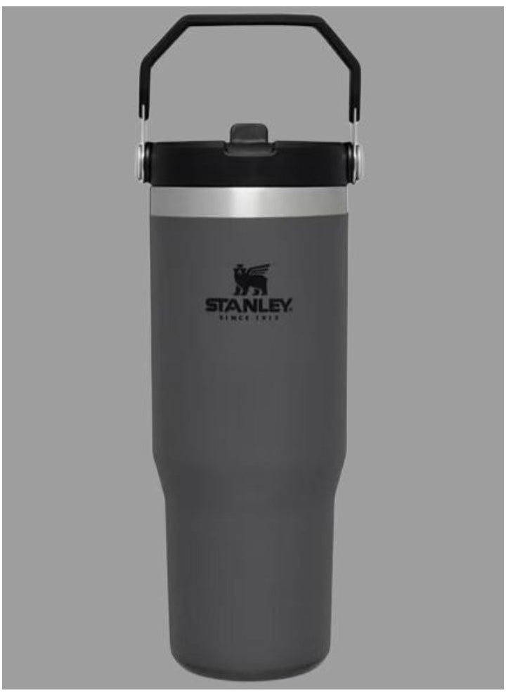 Stanley - STANLEY IceFlow Flip Straw Water Bottle, 0.88L – Vacuum Insulated, Leakproof & BPA-Free – Keeps Water Cold for 12 Hours – Easy-Carry, Dishwasher Safe Stainless Steel Travel Mug (Charcoal) - Image 1