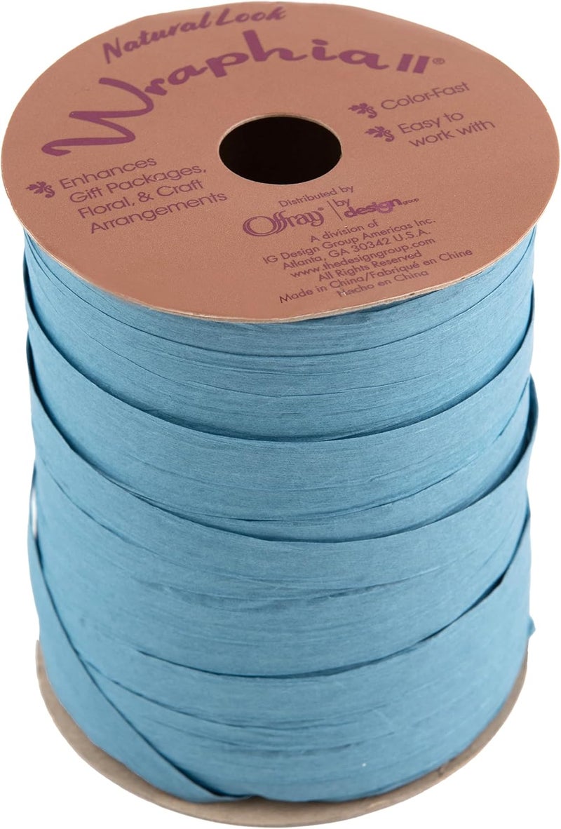 Berwick Offray Royal Blue Pearlized Raffia Ribbon, 1/4'' Wide, 100 Yards - Image 1