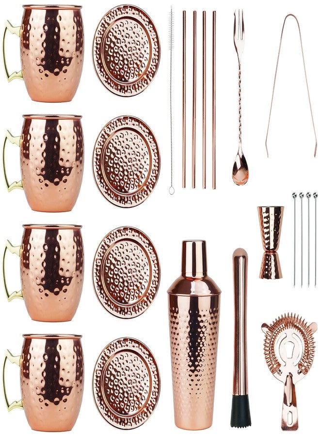 PG [Gift Set] PG Ultimate Moscow Mule SS Copper Plated Set 25PC | 3pc Cocktail Shaker, 4X Mugs, 4X Straws, 4X Cocktail Picks, Straw Cleaner, 4X Coaster, Strainer, Tongs, Muddler, Jigger, Stirrer - Image 3