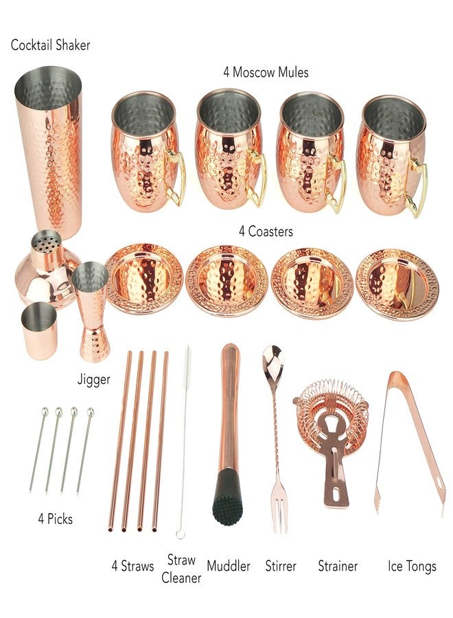 PG [Gift Set] PG Ultimate Moscow Mule SS Copper Plated Set 25PC | 3pc Cocktail Shaker, 4X Mugs, 4X Straws, 4X Cocktail Picks, Straw Cleaner, 4X Coaster, Strainer, Tongs, Muddler, Jigger, Stirrer - Image 2