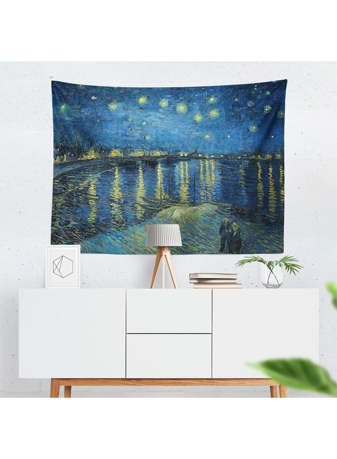 DUNISO Vincent van Gogh The Starry Night Over The Rhone Hanging Tapestry ，Polyester Wall Art for Home Decoration，150*130cm  - Image 2
