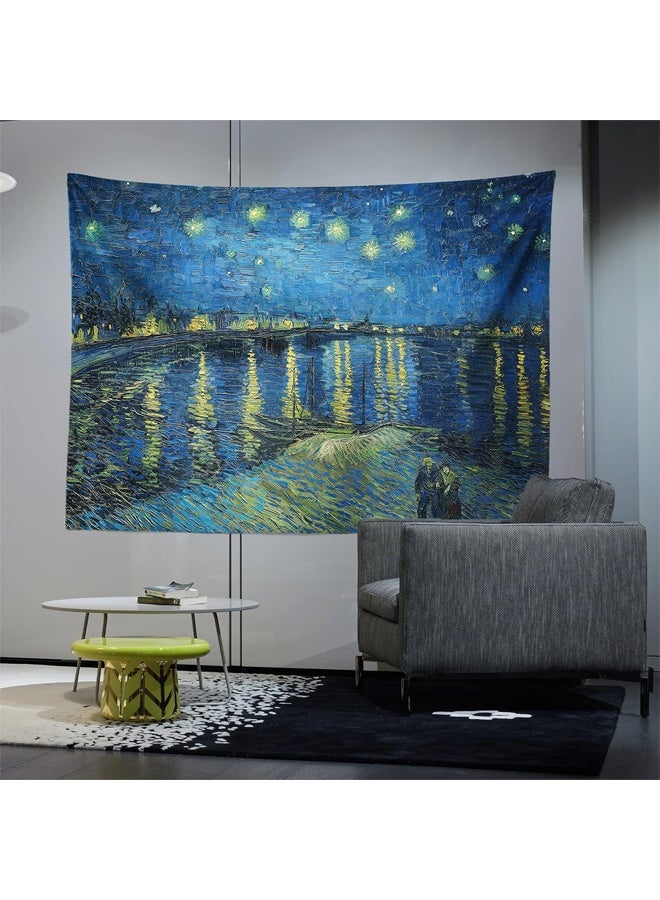 DUNISO Vincent van Gogh The Starry Night Over The Rhone Hanging Tapestry ，Polyester Wall Art for Home Decoration，150*130cm  - Image 1