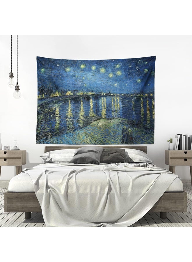 DUNISO Vincent van Gogh The Starry Night Over The Rhone Hanging Tapestry ，Polyester Wall Art for Home Decoration，150*130cm  - Image 5