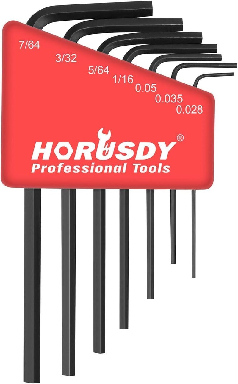SEDY 7-Piece Mini Hex Key SAE Set, Imperial L Shape Allen Wrench, 0.028, 0.035, 0.05, 1/16", 5/64", 3/32", 7/64", Cr-V - Image 1