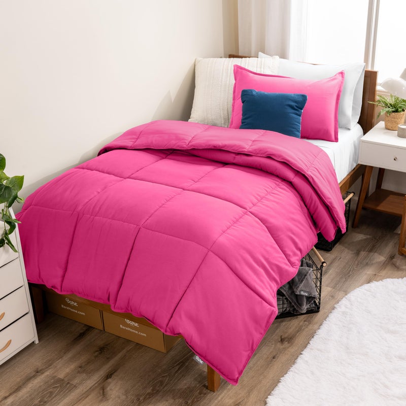 Bare Home Kids Comforter Set  TwinTwin Extra Long Size  UltraSoft  Goose Down Alternative  Premium 1800 Series  All Season Warmth TwinTwin XL Pink