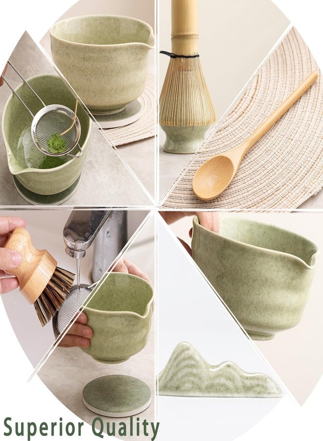 Ochcahser Japanese Matcha Set, Matcha Bowl with Spout and Coaster, Matcha Whisk and Holder, Sifter, Scoop, Spoon, Cleaning Brush,10 Pcs Complete Ceramic Matcha Kit - Image 3