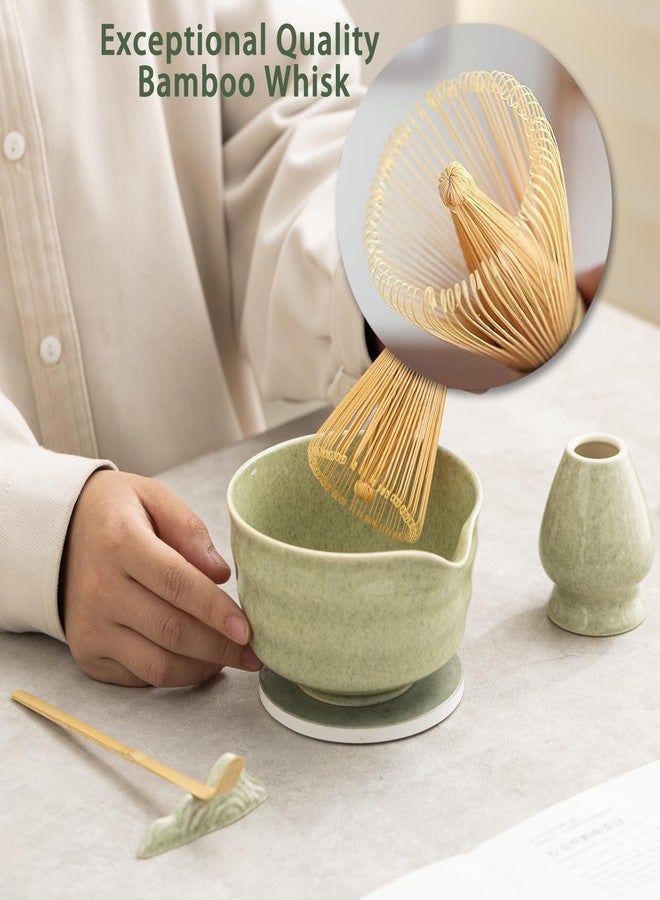 Ochcahser Japanese Matcha Set, Matcha Bowl with Spout and Coaster, Matcha Whisk and Holder, Sifter, Scoop, Spoon, Cleaning Brush,10 Pcs Complete Ceramic Matcha Kit - Image 2