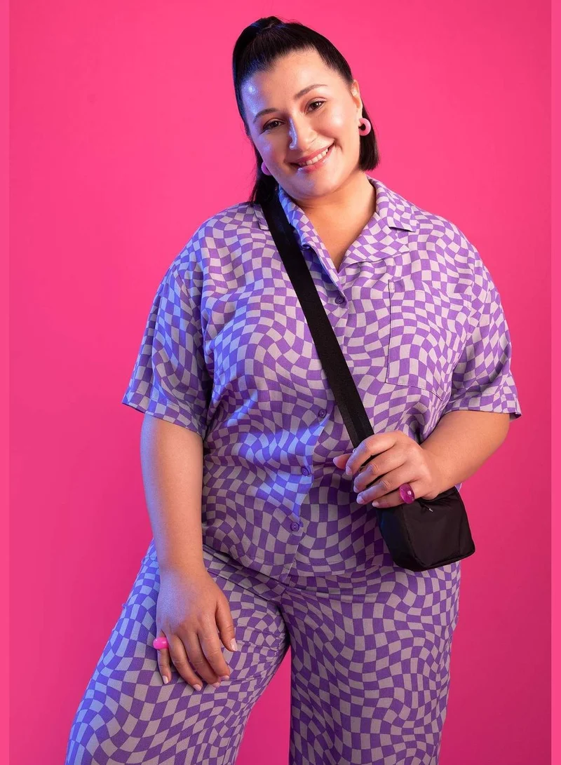 DeFacto Regular Fit Short Sleeve Polka Dot Print Big Size Shirt