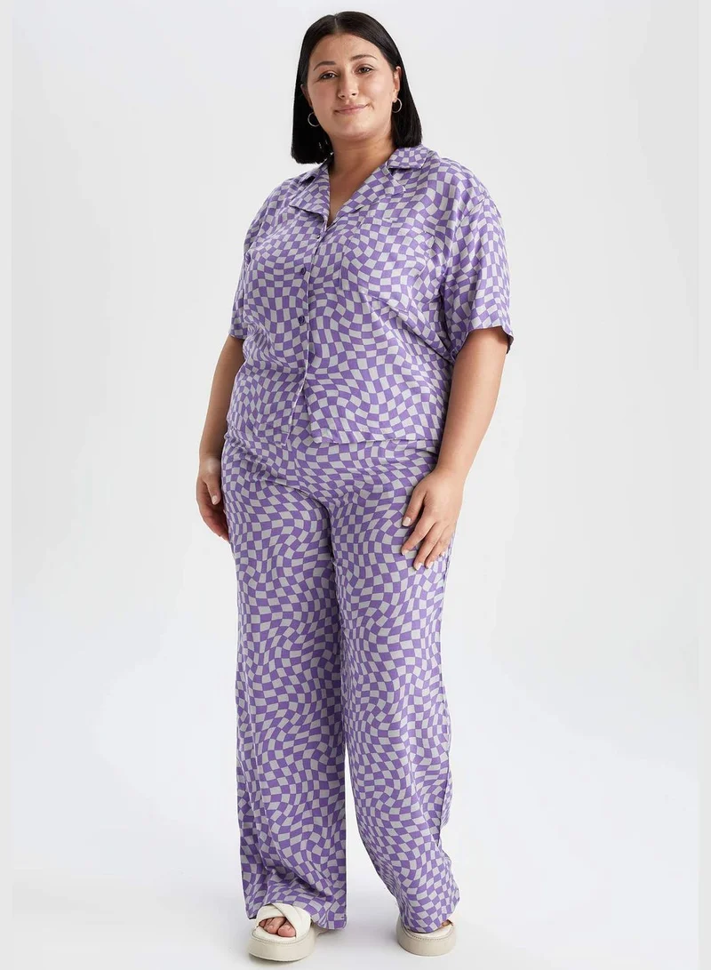 DeFacto Regular Fit Short Sleeve Polka Dot Print Big Size Shirt