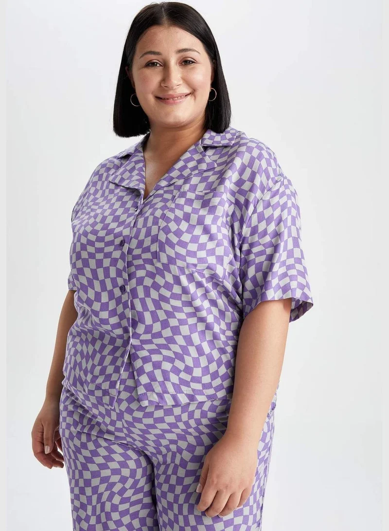 DeFacto Regular Fit Short Sleeve Polka Dot Print Big Size Shirt