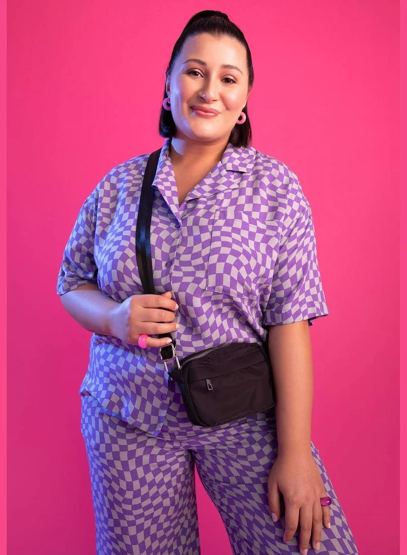 DeFacto Regular Fit Short Sleeve Polka Dot Print Big Size Shirt