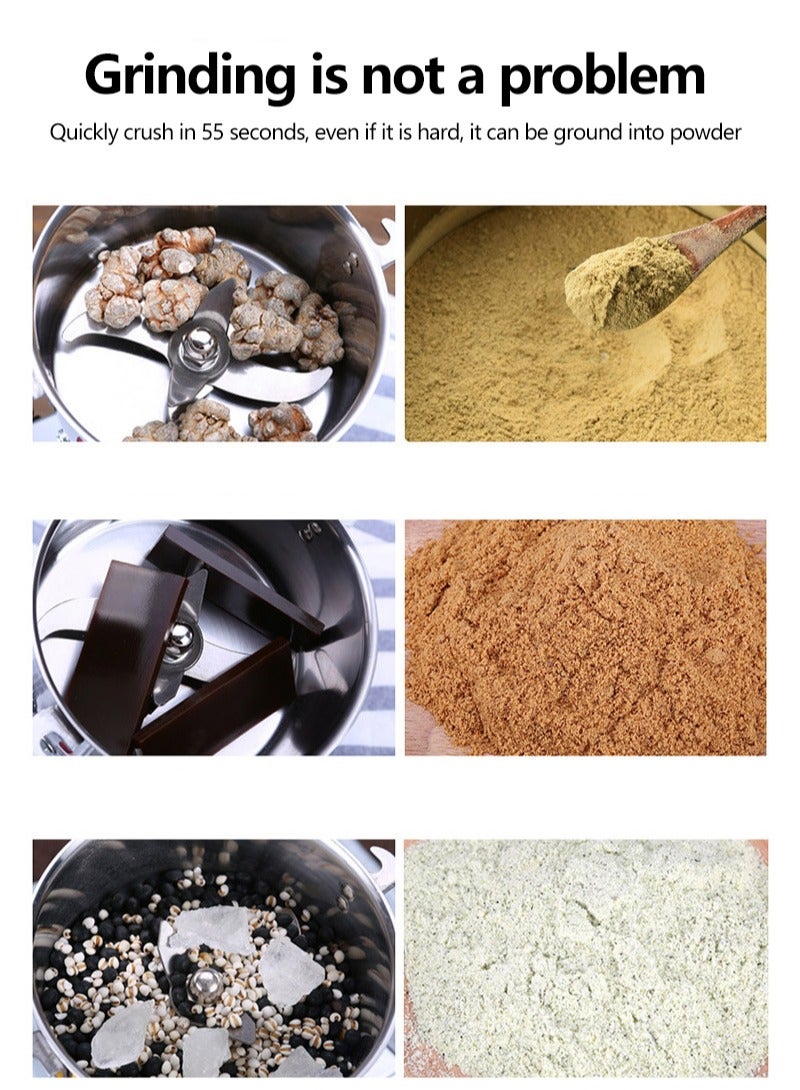 ايتي لايف مطحنة توابل كهربائية، مطحنة قهوة كهربائية، مطحنة غذائية، جسم وشفرات من الفولاذ المقاوم للصدأ، 1400 واط، سعة كبيرة 800 جرام، فضي - Image 3