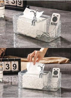 ShebSheb Multi-Function Tissue Box,Glacier Pattern Paper Organizer Dispenser,Large Tissue Storage Box for Kitchen,Bathroom,Home, Office  - Image 3