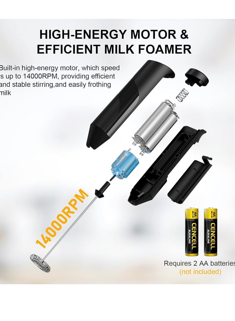ELTRAZONE Electric Milk Frother Handheld with Stainless Steel Stand - Battery Powered Foam Maker, Whisk Drink Mixer for Coffee, Frappe, Latte, Matcha, Hot Chocolate - Easy-to-Use, Portable, Quick Frothing, Perfect for Home and Office (Black) - Image 4