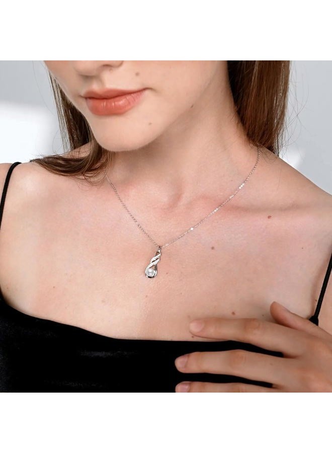 LOCIBLO June Birthstone Necklaces for Women 925 Sterling Silver Infinity Pendant White Gold Pearl Necklace Jewelry for Her, 16"+2" - Image 3