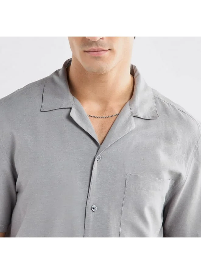 Splash FAV Regular Fit Shirt with Camp Collar and Short Sleeves