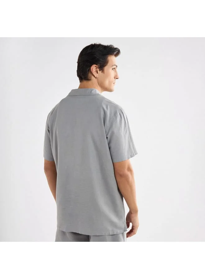 Splash FAV Regular Fit Shirt with Camp Collar and Short Sleeves