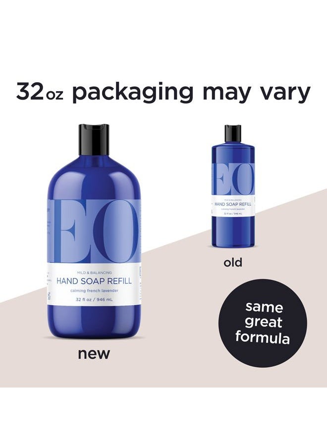 EO - Liquid Hand Soap Refill, 32 Ounce (Pack of 2), French Lavender, Organic Plant-Based Gentle Cleanser with Pure Essential Oils - Image 1