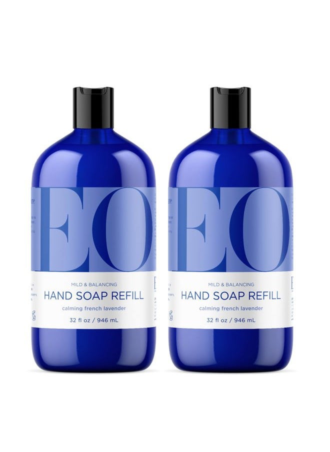 EO - Liquid Hand Soap Refill, 32 Ounce (Pack of 2), French Lavender, Organic Plant-Based Gentle Cleanser with Pure Essential Oils - Image 1
