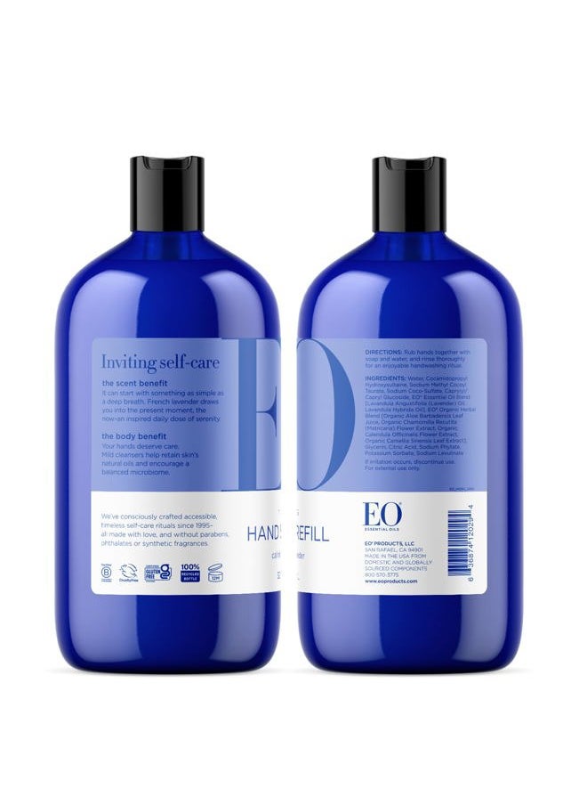 EO - Liquid Hand Soap Refill, 32 Ounce (Pack of 2), French Lavender, Organic Plant-Based Gentle Cleanser with Pure Essential Oils - Image 1