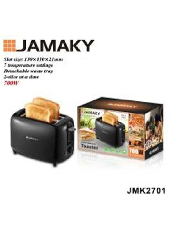 Jamaky Italy توستر محمصة خبز كهربائية JMK 2701، شرائح مزدوجة، 7 درجات حرارة، 700 واط - Image 3