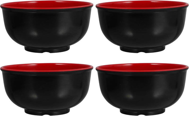 TOYANDONA 4-piece Melamine Noodle Bowls Set 6-inch Dark and Crimson Food Bowls Multipurpose Household Tableware for Kitchen Dining - Image 1