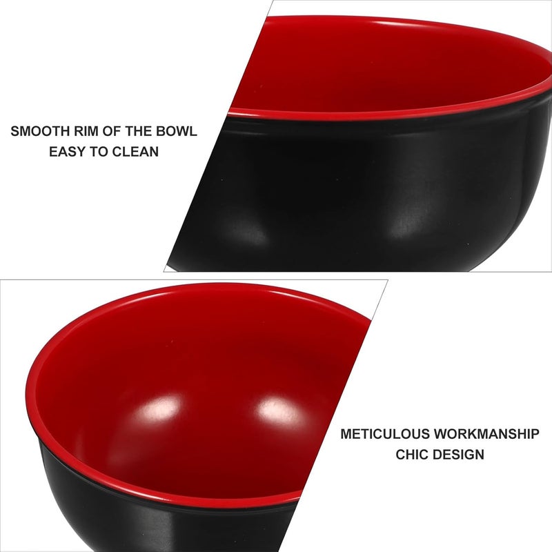 TOYANDONA 4-piece Melamine Noodle Bowls Set 6-inch Dark and Crimson Food Bowls Multipurpose Household Tableware for Kitchen Dining - Image 3