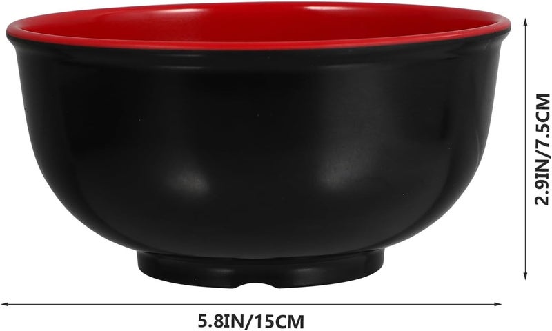 TOYANDONA 4-piece Melamine Noodle Bowls Set 6-inch Dark and Crimson Food Bowls Multipurpose Household Tableware for Kitchen Dining - Image 2